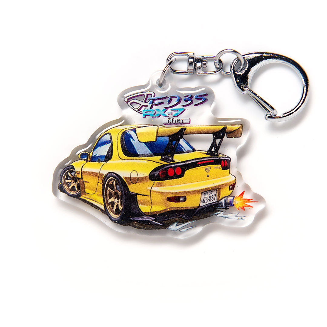 FD3S RX-7 Rear 4th Stage Yellow Acrylic Charm Keychain