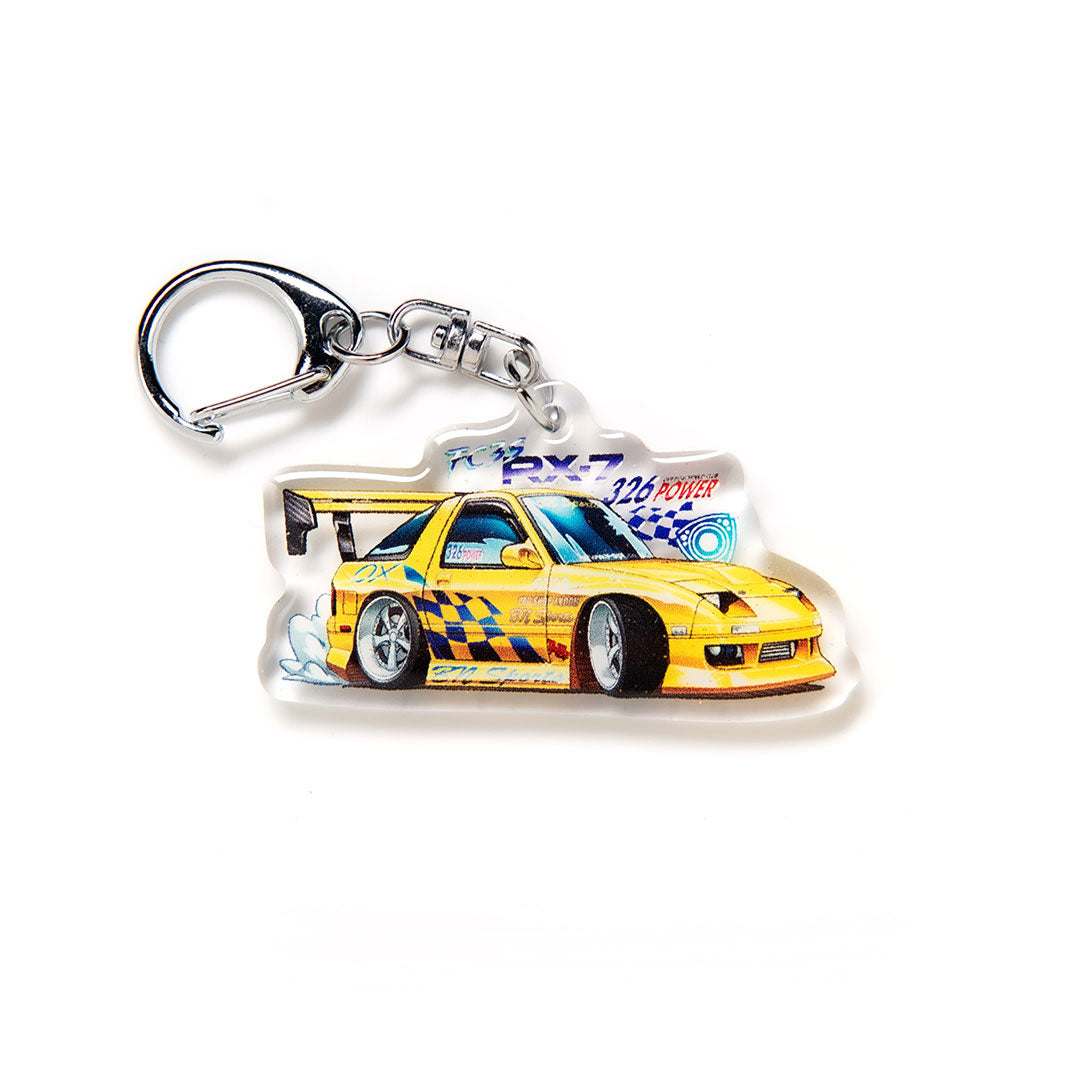 FC3S RX-7 Haraguchi Drift D1GP Yellow Acrylic Charm Keychain