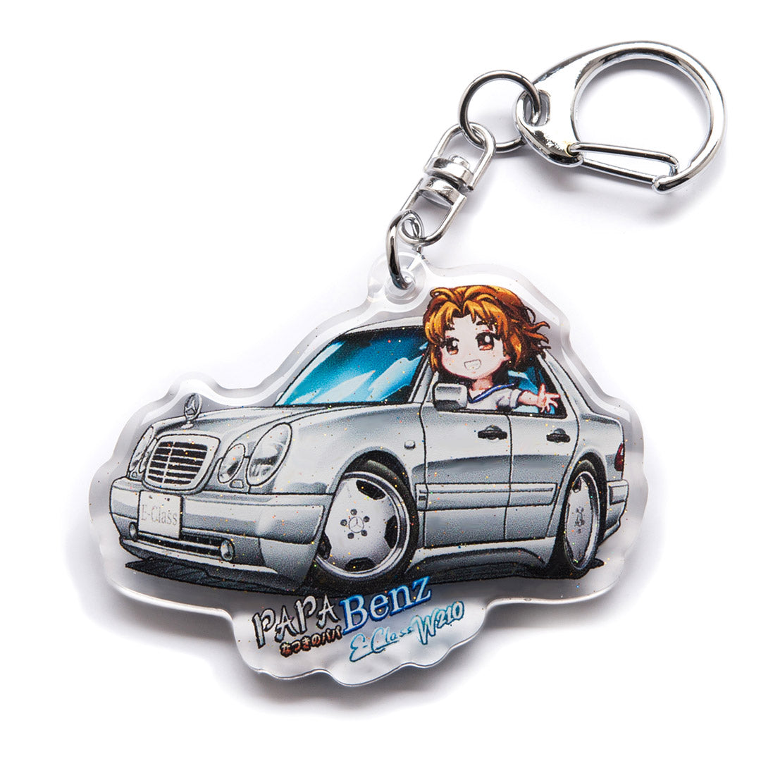 Papa Benz & Natsuki Mogi w Merc W210 E-Class Silver 2nd Stage Character Acrylic Charm Keychain