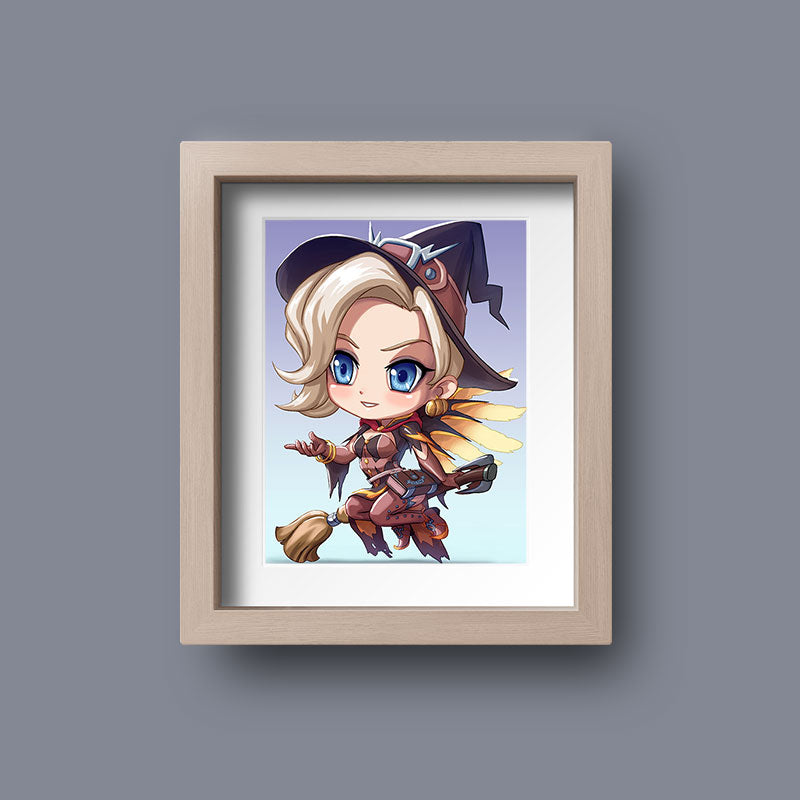 Witch Mercy Chibi Mini Print