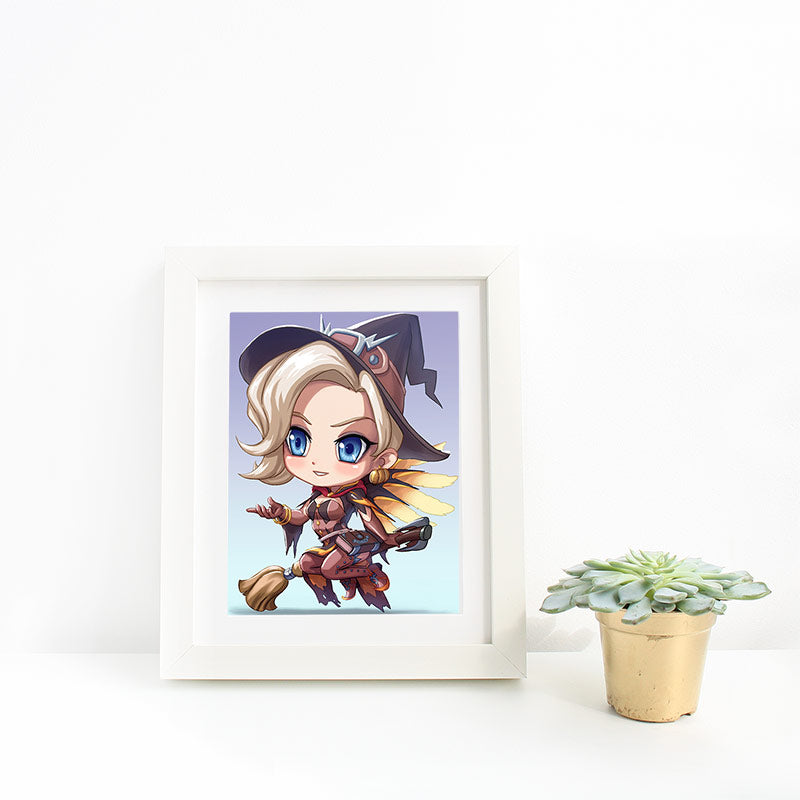 Witch Mercy Chibi Mini Print