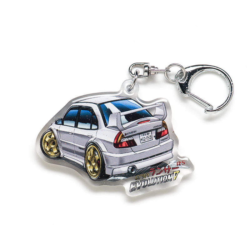Lancer Evo 5 Evolution V RS CP9A Rear White Acrylic Charm Keychain