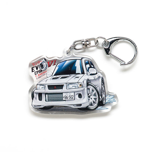 Lancer Evo 6 Evolution VI GSR Tommi Makinen Edition CP9A White Acrylic Charm Keychain