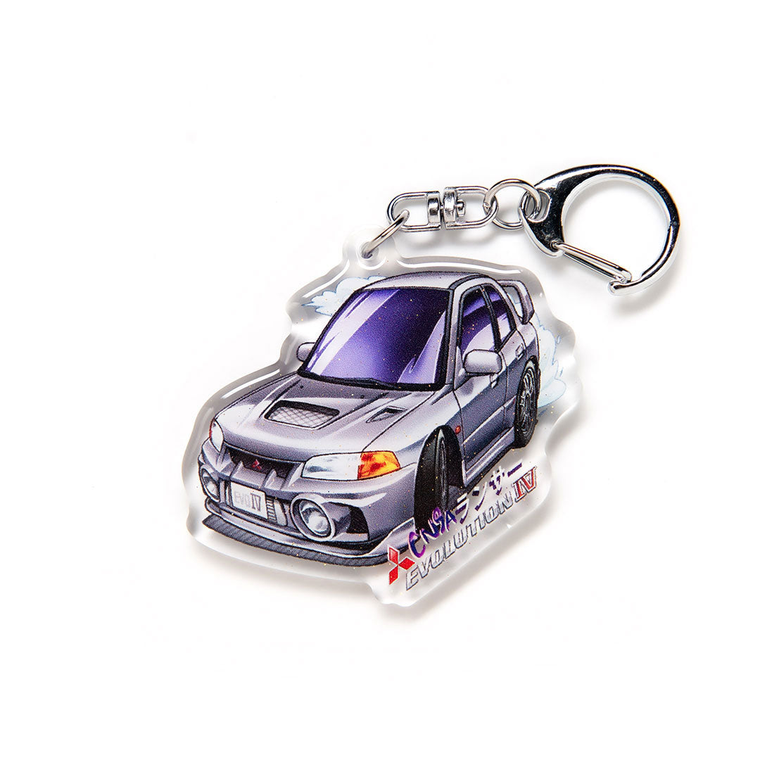 Lancer Evo 4 Evolution IV CN9A Grey Metallic Silver Acrylic Charm Keychain