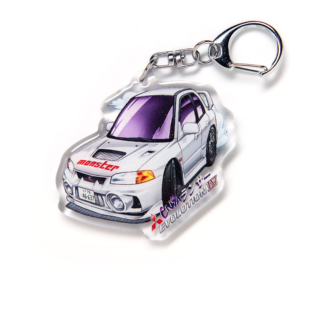 Lancer Evo 4 Evolution IV CN9A Seiji Iwaka 2nd Stage White (version 2) Acrylic Charm Keychain