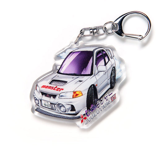 Lancer Evo 4 Evolution IV CN9A Seiji Iwaka 2nd Stage White (version 2) Acrylic Charm Keychain