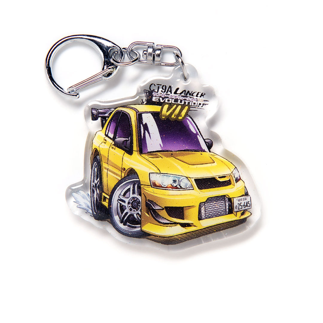 Lancer Evo 7 Evolution VII CT9A Yellow Acrylic Charm Keychain