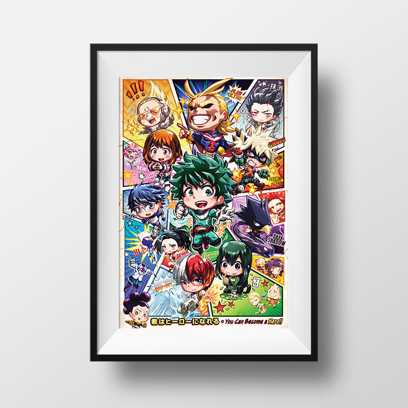 Hero Academia CHIBI Group Poster Print
