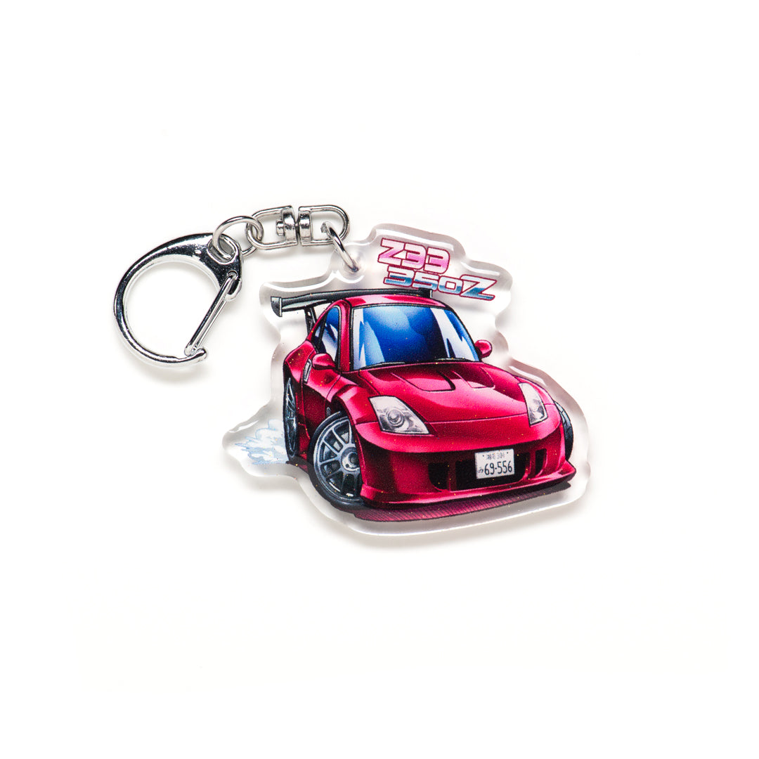 Z33 350Z Fairlady Z w Aero Red Acrylic Charm Keychain