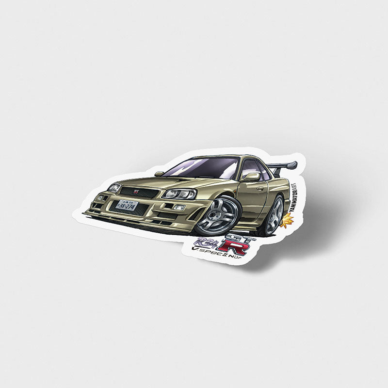 R34 Skyline GT-R V-spec II Nür Gold BNR34 GTR Vinyl Sticker