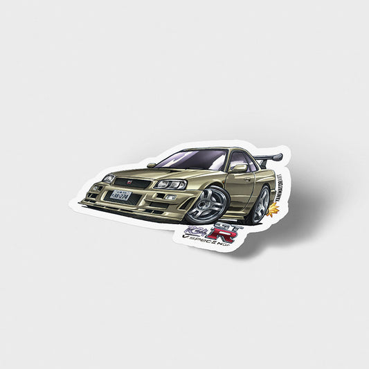 R34 Skyline GT-R V-spec II Nür Gold BNR34 GTR Vinyl Sticker