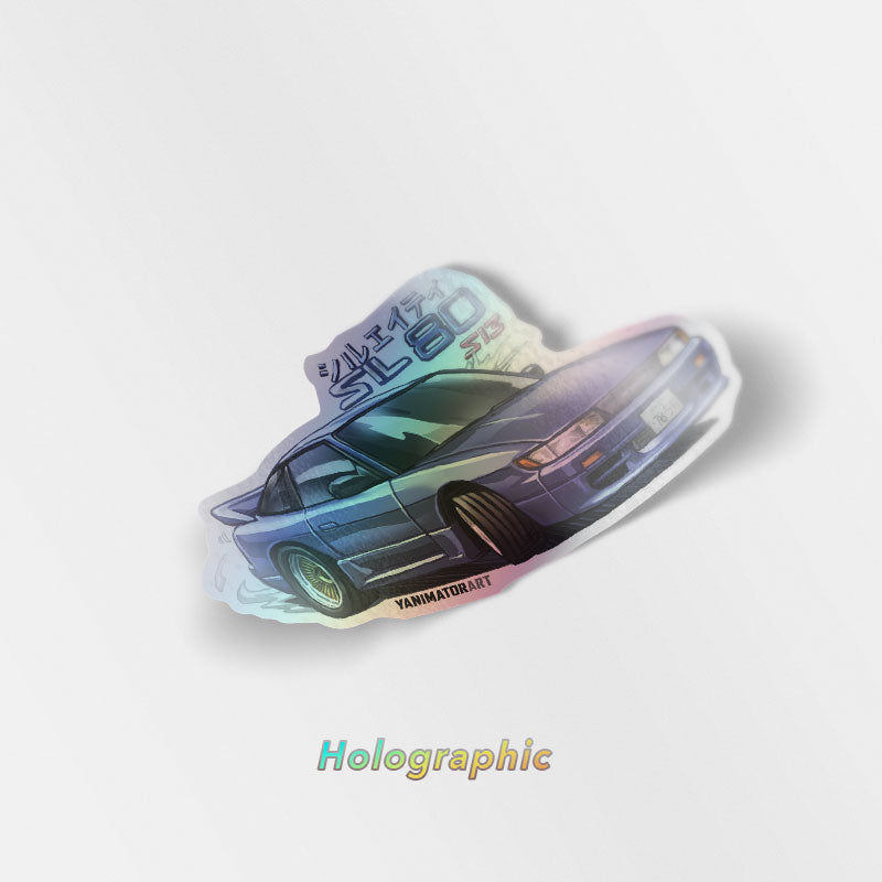 S13 Sil80 SilEighty Silvia 180SX 240SX Impact Blue Mako & Sayuki Vinyl Sticker (Holographic)