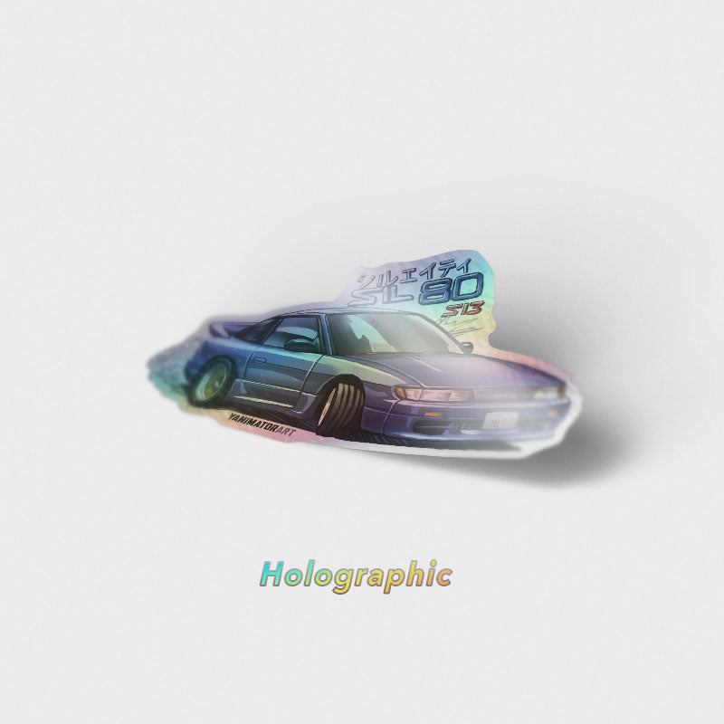 S13 Sil80 SilEighty Silvia 180SX 240SX Impact Blue Mako & Sayuki Vinyl Sticker (Holographic)