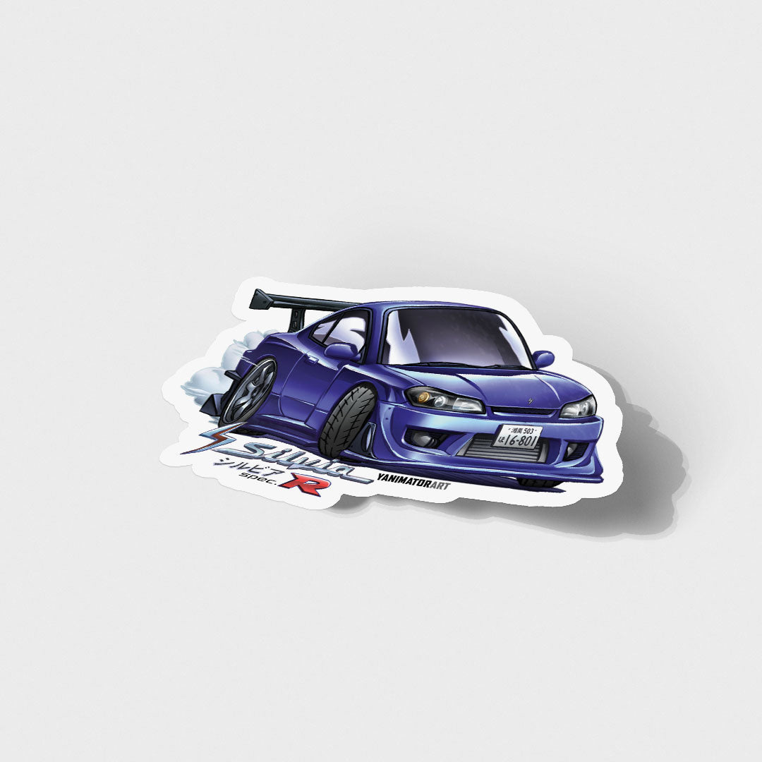 S15 Silvia Spec-R w Aero Blue Vinyl Sticker