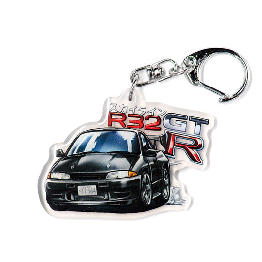 R32 Skyline GT-R Black GTR Acrylic Charm Keychain