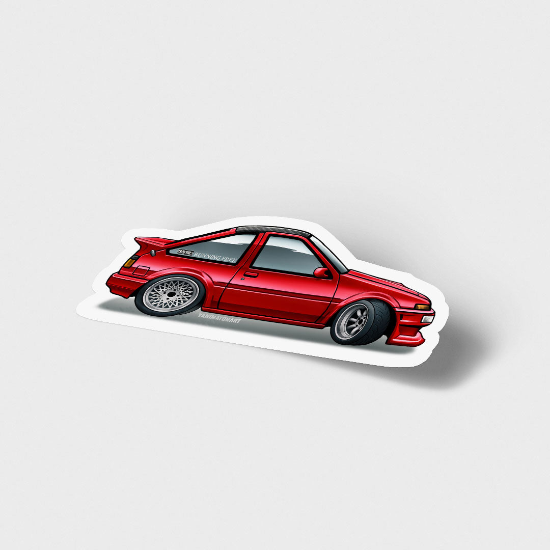 AE86 Collection Kaicho-san Running Free Trueno Vinyl Sticker