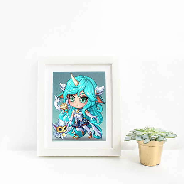 Star Guardian Soraka Chibi Mini Print - nayukidraws