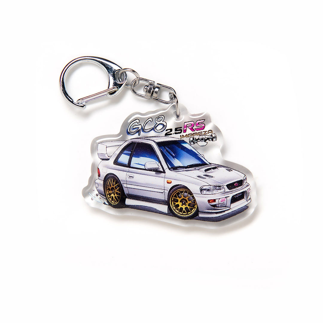 GC8 Impreza 2.5 RS 2.5RS White Acrylic Charm Keychain