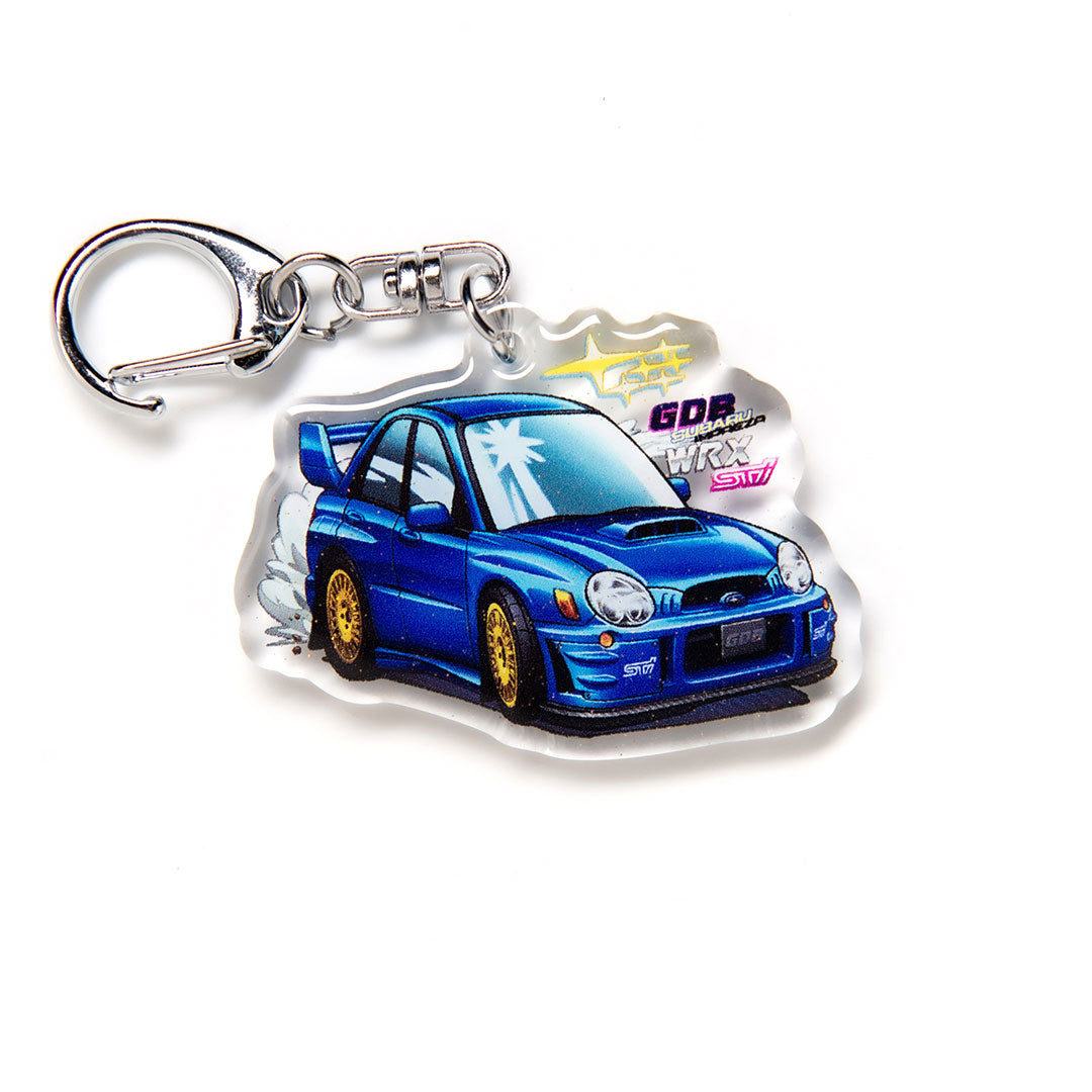 GDB Impreza WRX STI Bugeye 2002-2003 Blue Acrylic Charm Keychain