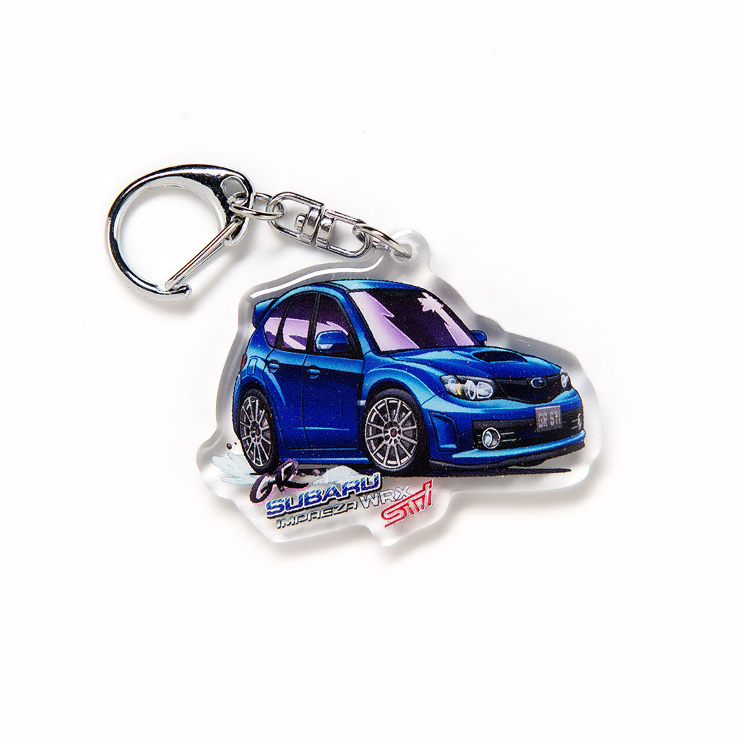 GR Impreza WRX STI Hatchback Blue Acrylic Charm Keychain