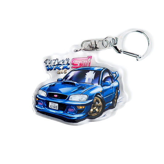 GC8 Impreza WRX STI Type R Blue Acrylic Charm Keychain