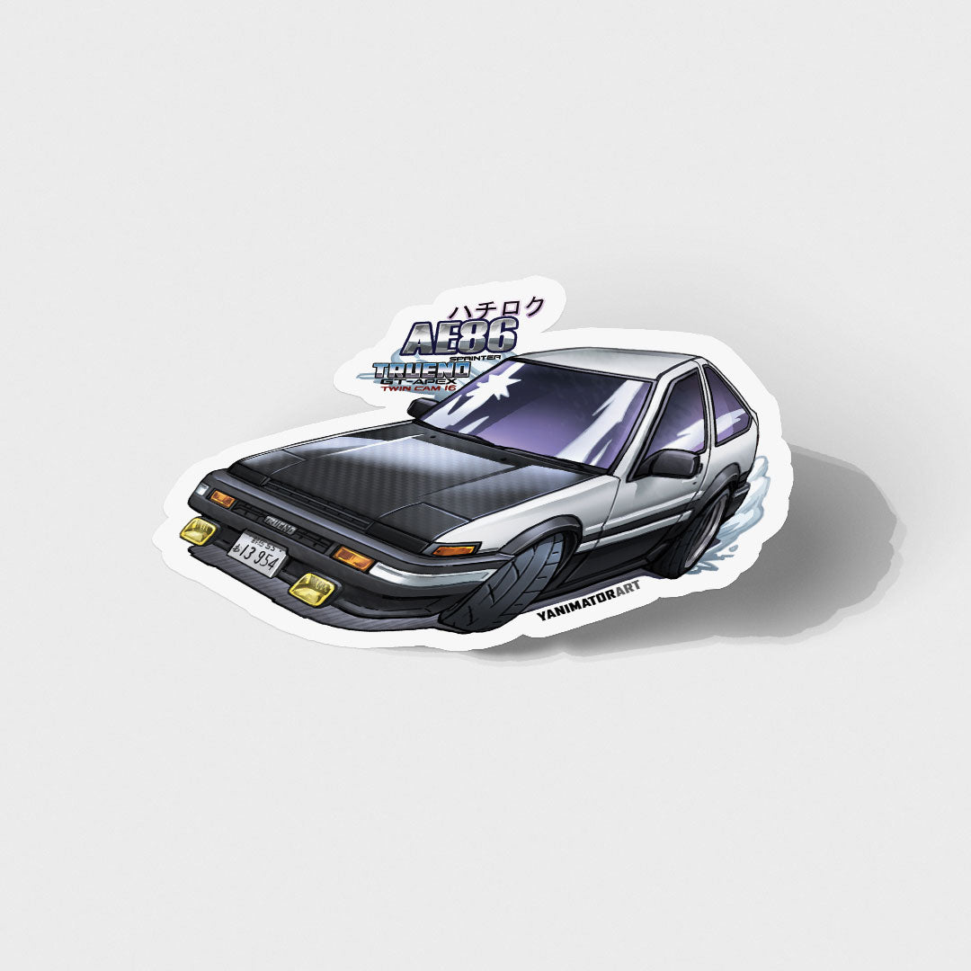 AE86 Trueno GT-Apex Carbon Fiber Hood Stage 5 Acrylic Charm Keychain Vinyl Sticker