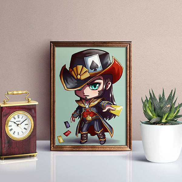Twisted Fate Chibi Mini Print - nayukidraws