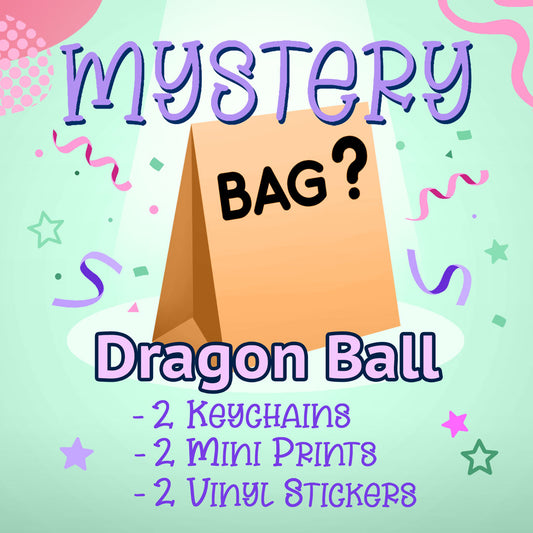 Dragon Ball Mystery Bag (2 Keychains, 2 Mini Prints, 2 Vinyl Stickers)