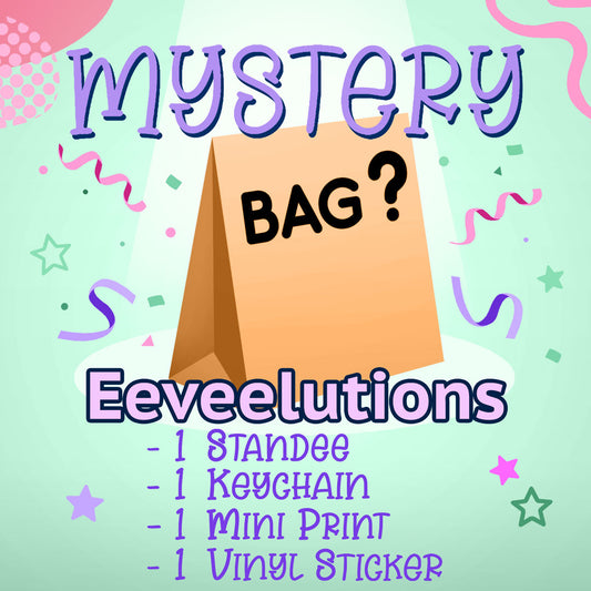 Eeveelution Mystery Bag (1 Standee, 1 Keychain, 1 Mini Print, 1 Vinyl Sticker)