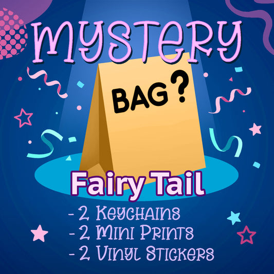 Fairy Tail Mystery Bag (2 Keychains, 2 Mini Prints, 2 Vinyl Stickers)