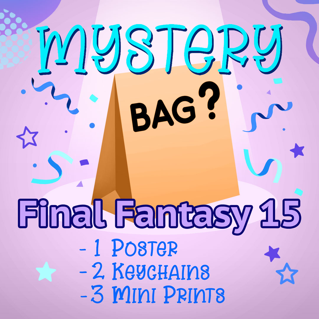 Final Fantasy 15 Mystery Bag (1 Poster, 2 Keychains, 3 Mini Prints)