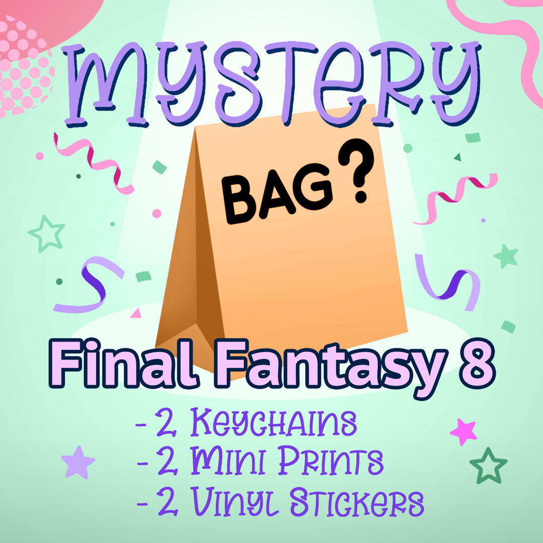 Final Fantasy 8 Mystery Bag (2 Keychains, 2 Mini Prints, 2 Vinyl Stickers)