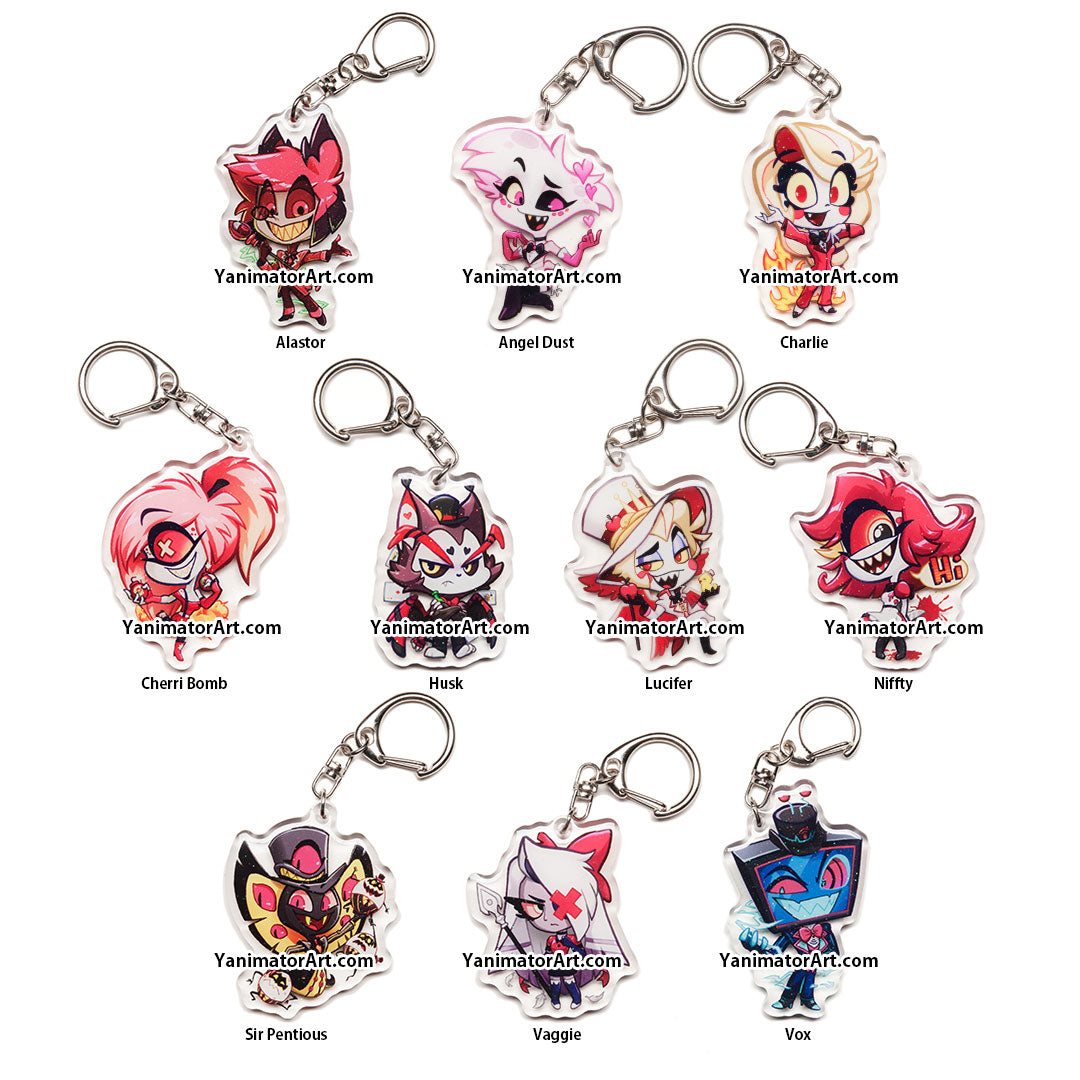 Hazbin Hotel Acrylic Charm Keychains FULL SET [10 PCS]