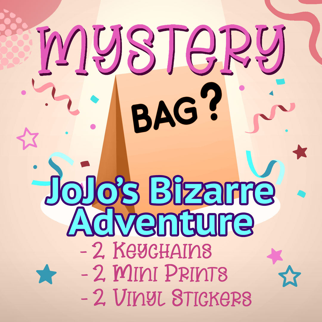 Jojo's Bizarre Adventure Mystery Bag (2 Keychains, 2 Mini Prints, 2 Vinyl Stickers)