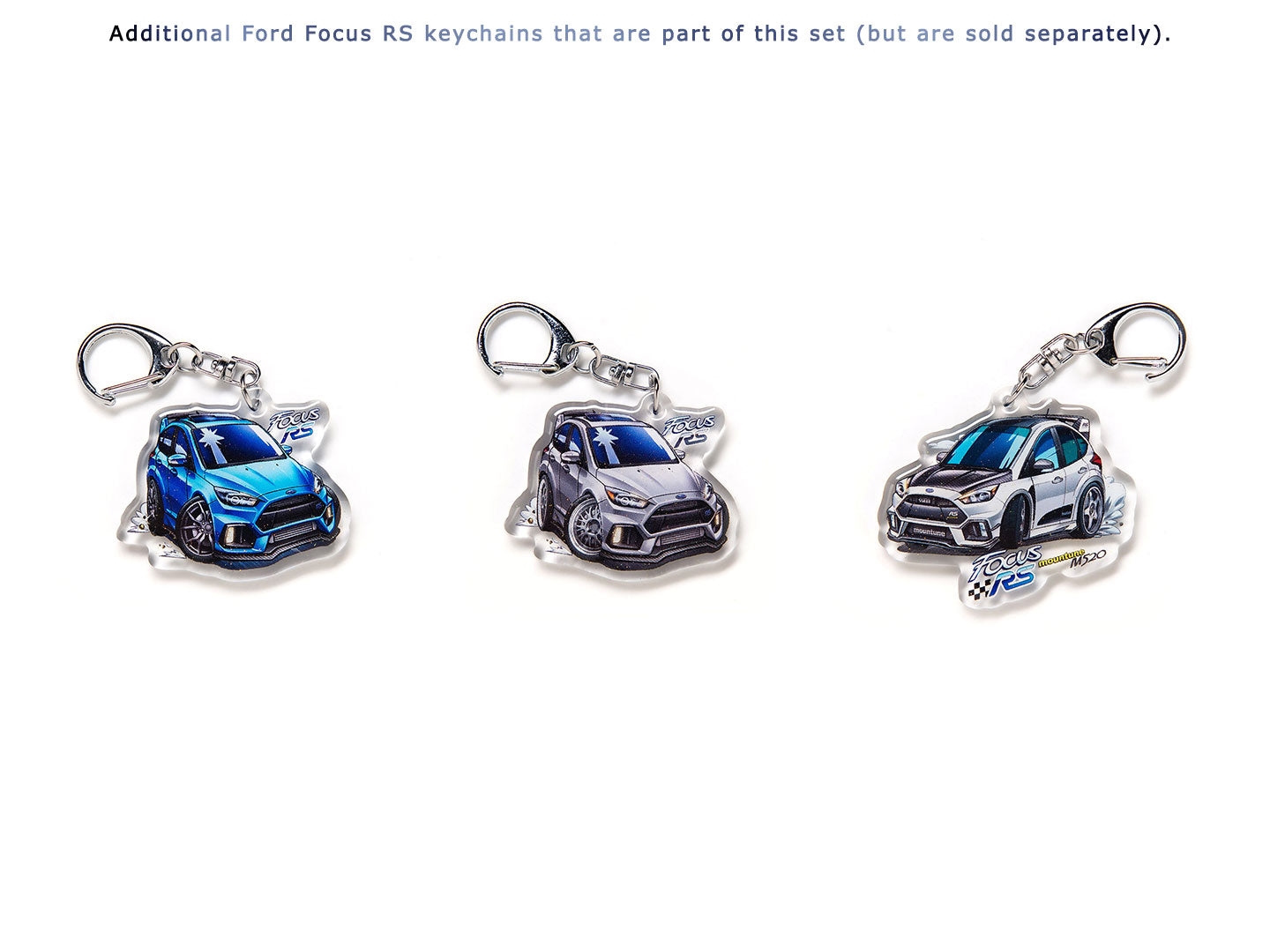 Ford Focus RS Mountune m520 White Acrylic Charm Keychain