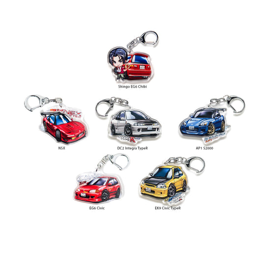 Initial D Cars - Hon Acrylic Charm Keychain FULL SET [6 PCS]