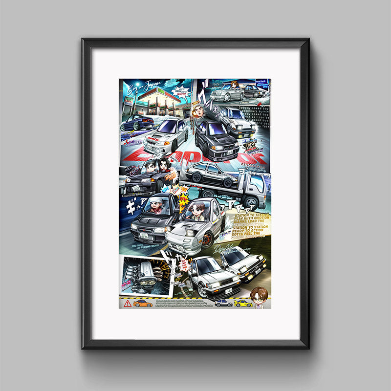 Initial D: Stage 2 Chibi Car Poster Print - Second Stage