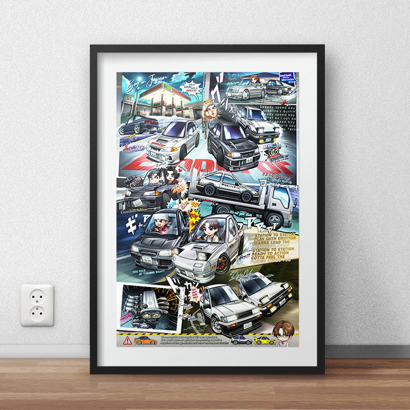 Initial D: Stage 2 Chibi Car Poster Print - Second Stage