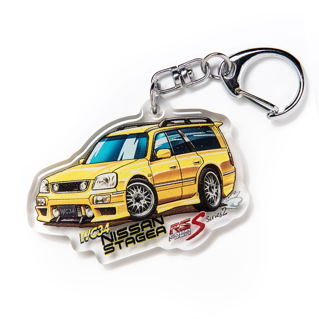 Stagea RS-Four S Series2 WC34 Yellow Acrylic Charm Keychain