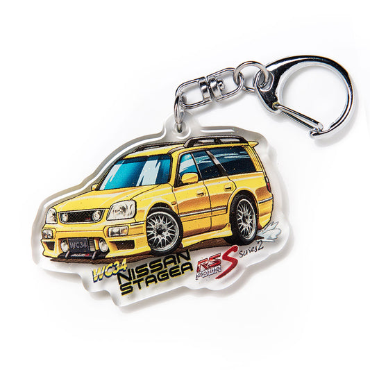 WC34 Stagea RS-Four Series 2 Yellow Acrylic Charm Keychain