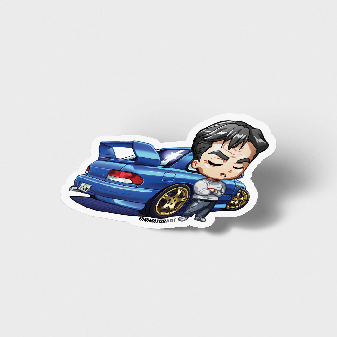 Bunta Fujiwara GC8 Impreza WRX STI Type R Blue Character Vinyl Sticker