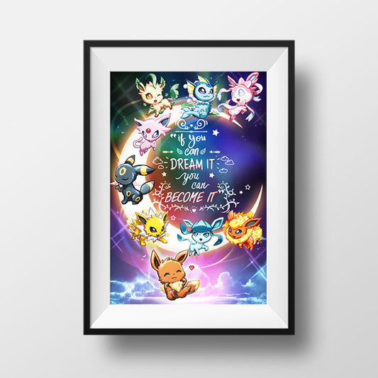 Pocket Elemental Foxes Motivational Poster Print - If You Can Dream It You Can Become It