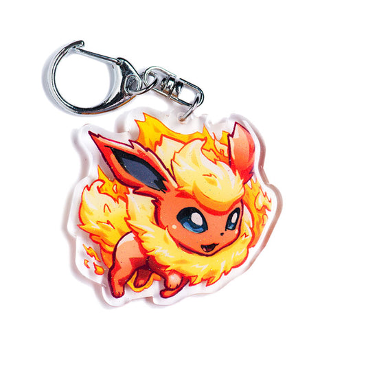 Pocket Flame Fox Acrylic Charm Keychain