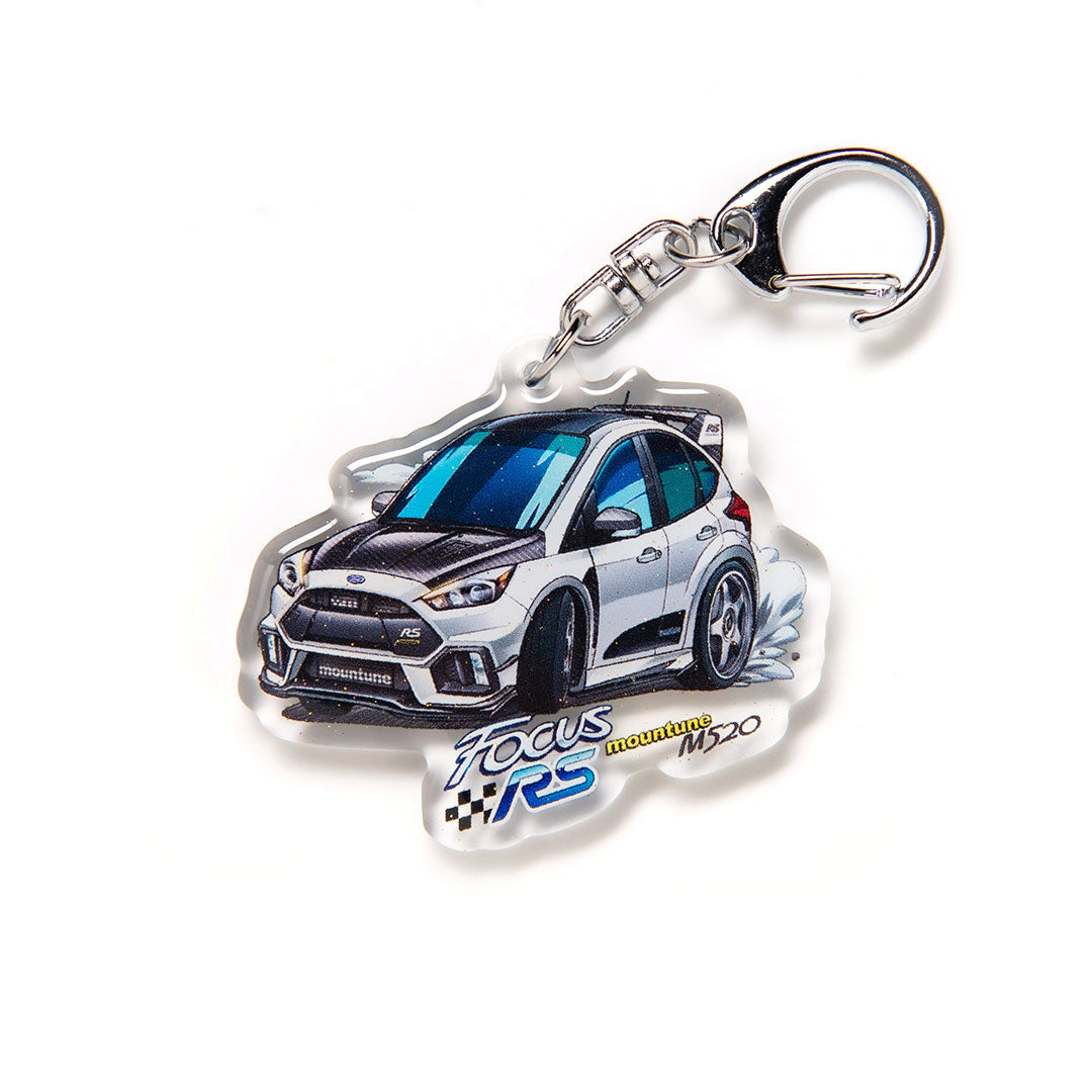 Ford Focus RS Mountune m520 White Acrylic Charm Keychain