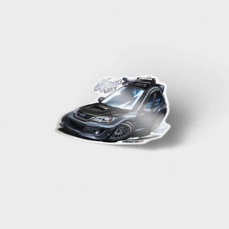 GR Impreza WRX Hatchback Metallic Dark Grey with Roof Rack and Skis Vinyl Sticker
