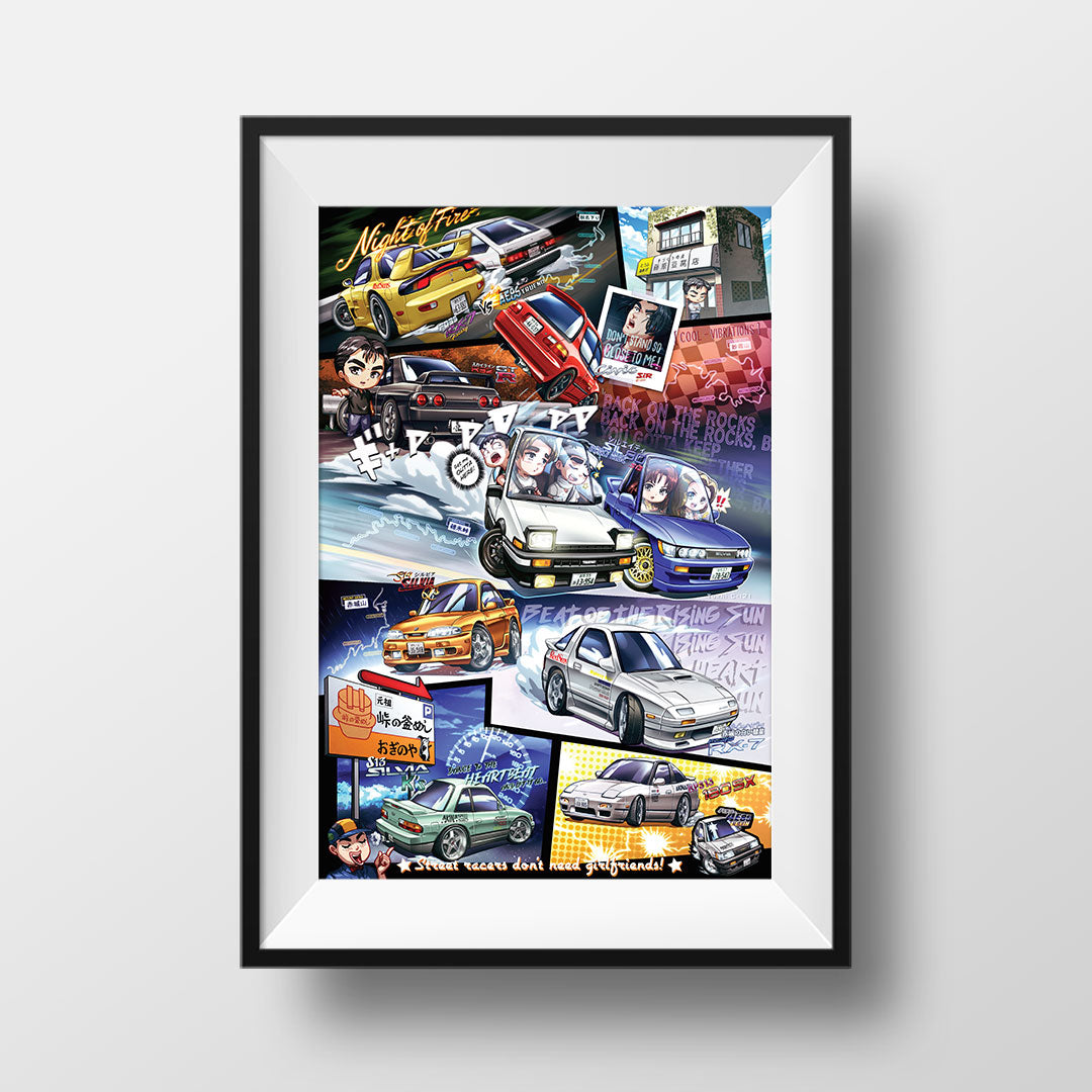 Initial D: Stage 1 Chibi Car Poster Print - First Stage