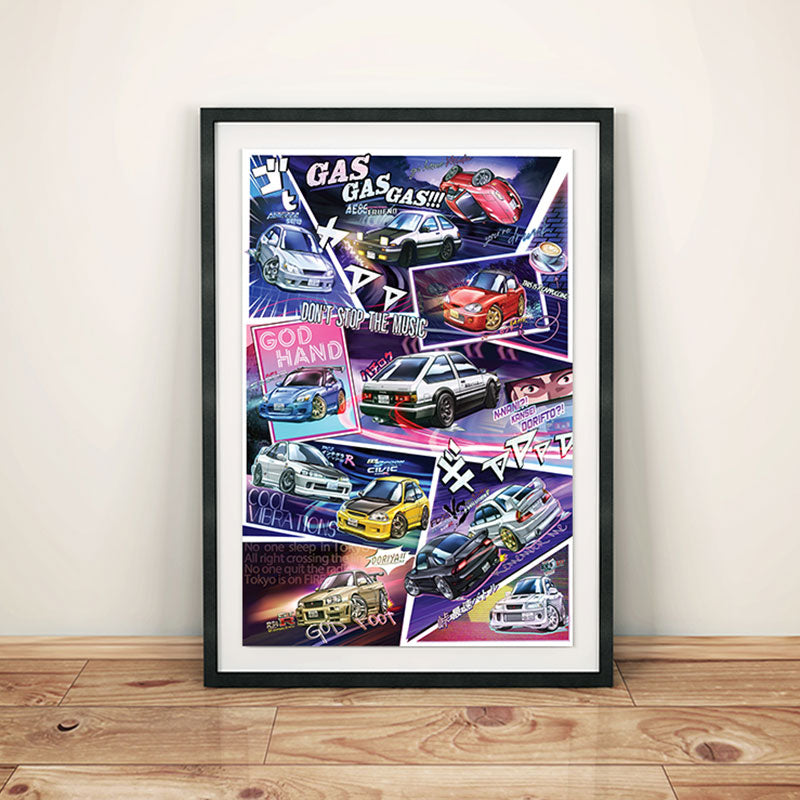 Initial D: Stage 4 Chibi Car Poster Print - Fourth Stage