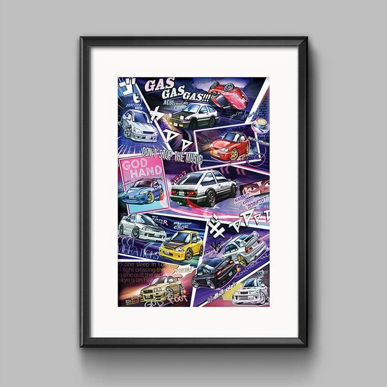 Initial D: Stage 4 Chibi Car Poster Print - Fourth Stage