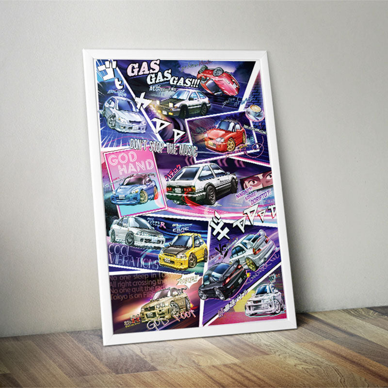 Initial D: Stage 4 Chibi Car Poster Print - Fourth Stage