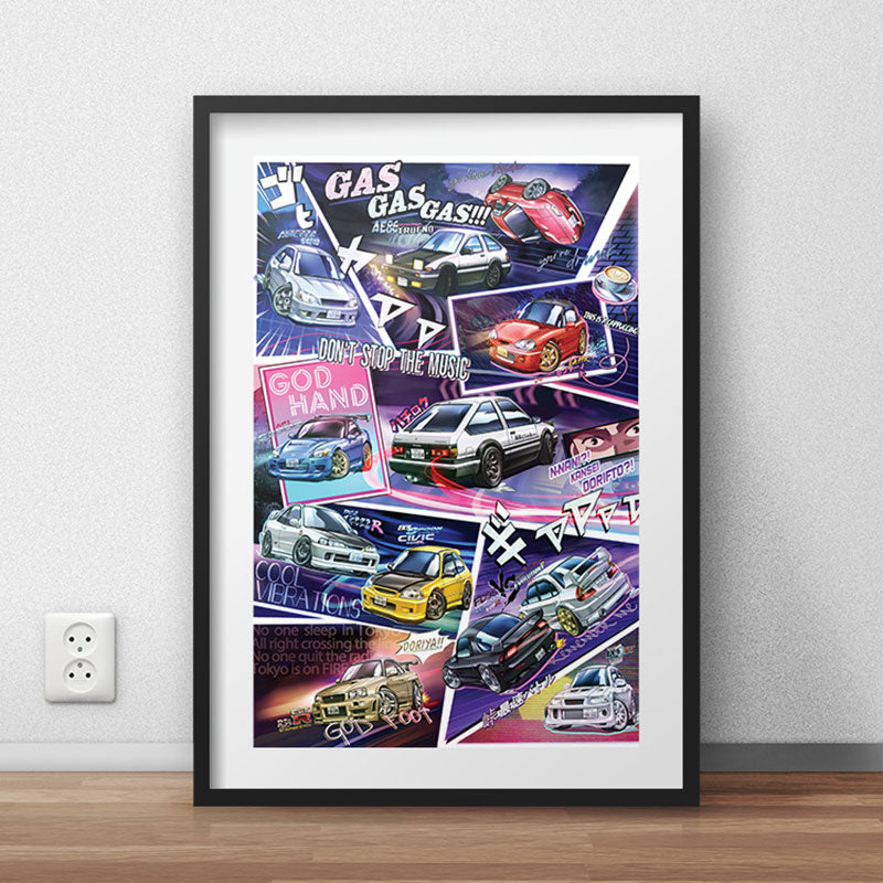 Initial D: Stage 4 Chibi Car Poster Print - Fourth Stage